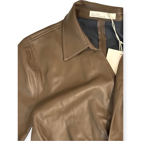 Oak + Fort Vegas Faux Leather Wrap Dress | Brown | XS | NWT - Picture 4 of 9